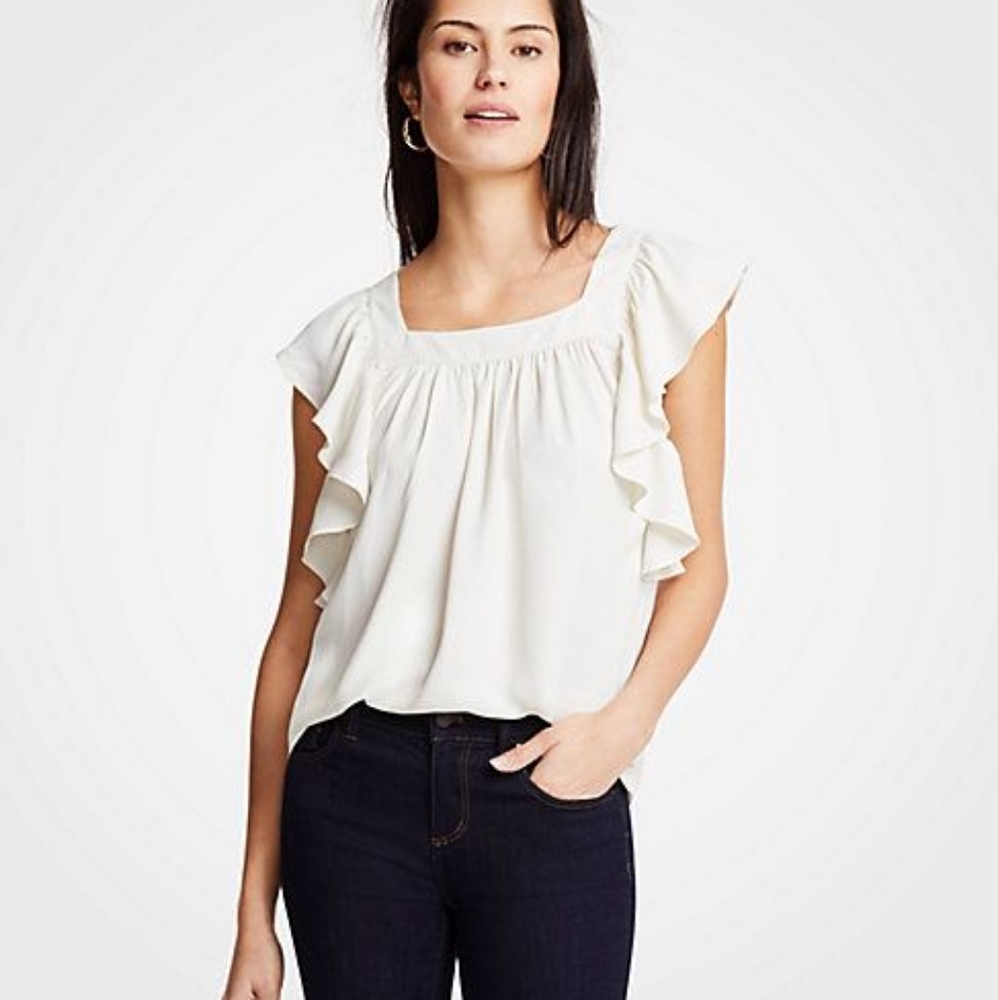 Ann Taylor Blouse w/ Ruffled Sleeves